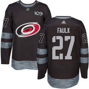 Herren Carolina Hurricanes Eishockey Trikot Justin Faulk #27 Authentic Schwarz 1917-2017 100th Anniversary